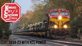 CSX S834 Loaded Military Train With KCS Power!