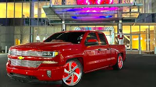 2016 Silverado 5/8 drop on 24s infamous wheels 🔥