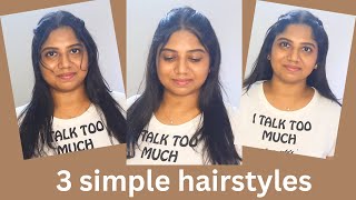 3 simple & easy hairstyles/hairstyle tutorial for beginners
