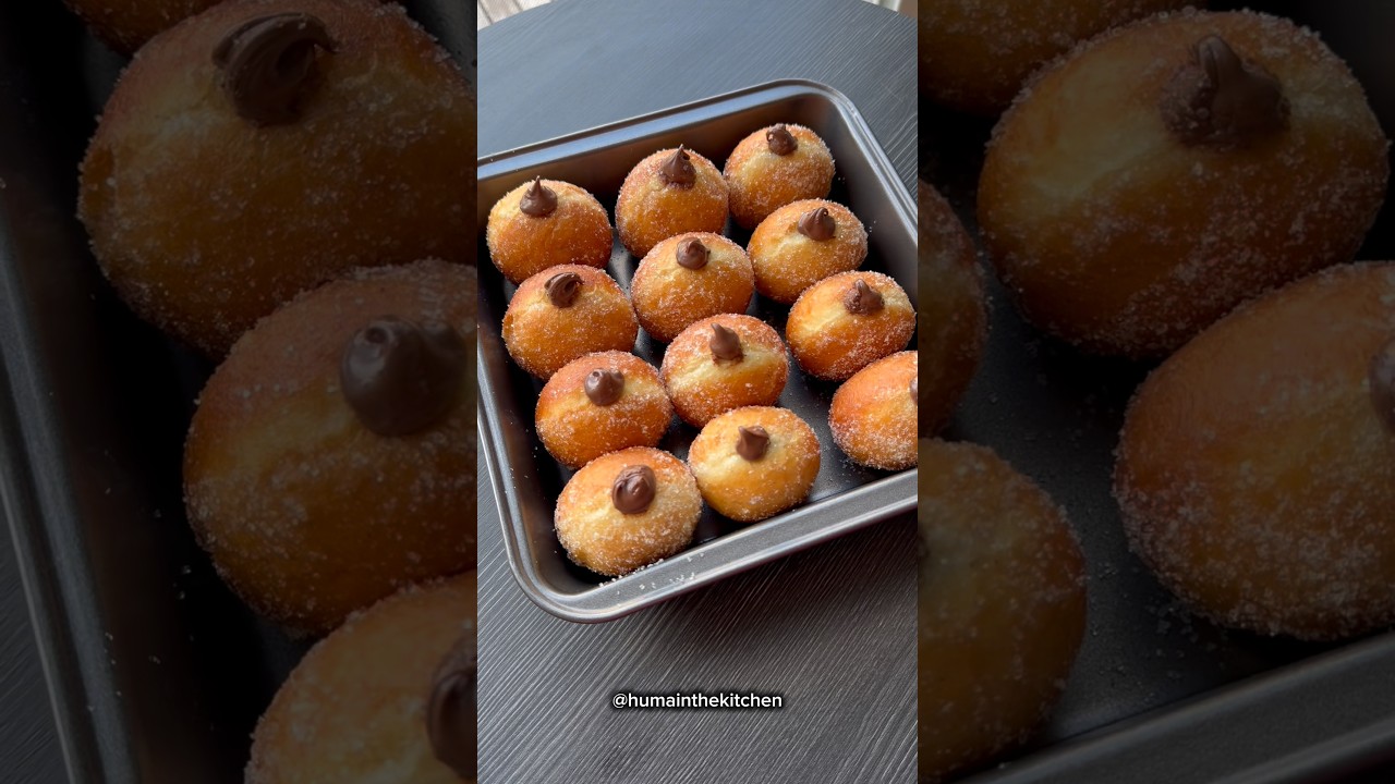 Chocolate Filled Donuts 🍩🍫 #dessert #food #recipe #donuts #easyrecipe