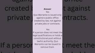 Quo Warranto – By What Authority?  #judiciaryprepration#law