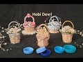 Diymaking basket with plastic bottles cap and matcheswedding favors mavi kapaklardan sepet yapm