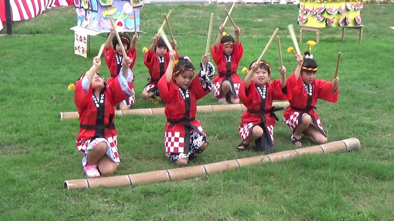 とっとりまなびや園 夏祭り 竹太鼓 5歳児 ぞう組 Youtube