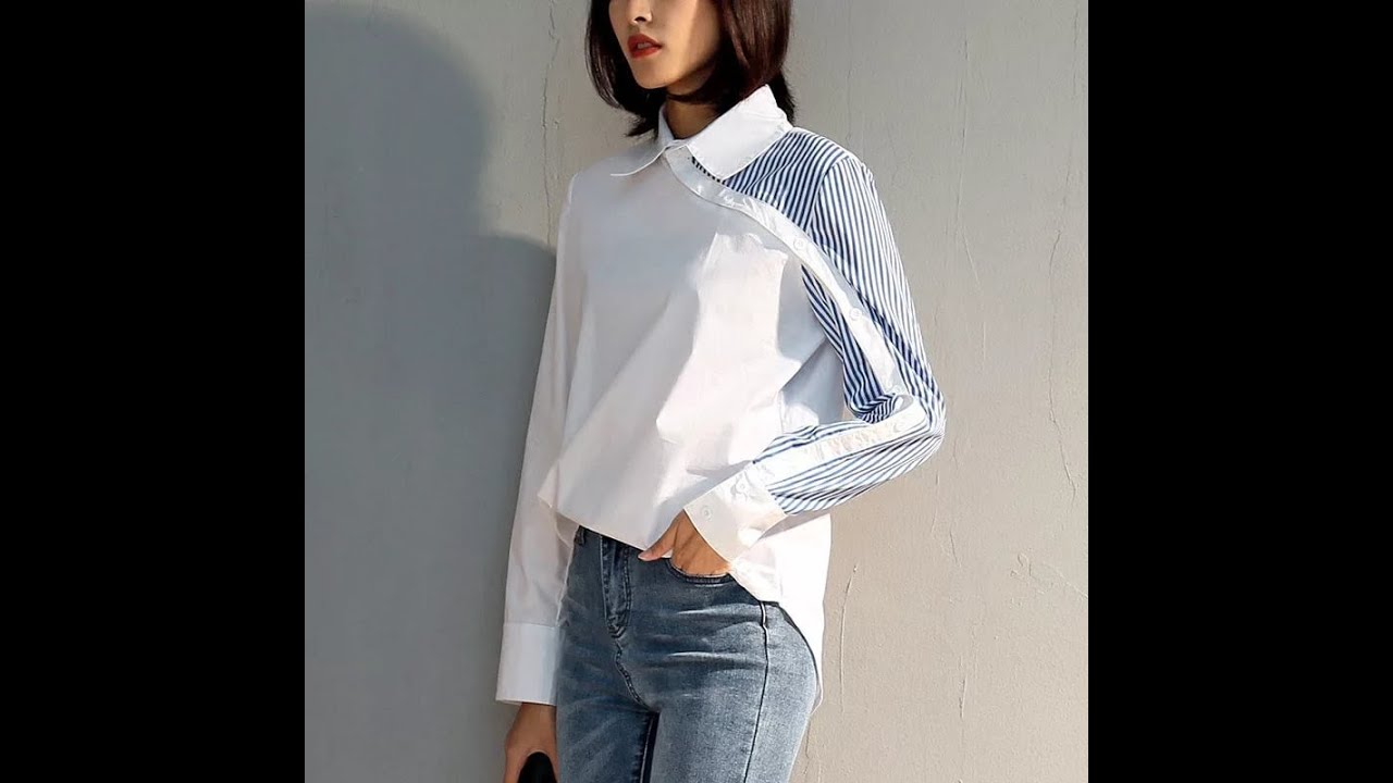 DIY Идея. Как переделать мужскую рубашку под женскую. Легко и быстро ...