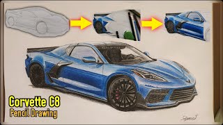 Chevrolet Corvette C8 Drawing - Free Handed & Drawing Pencils