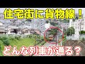 住宅街の真ん中を走る貨物線が違和感ありすぎた。