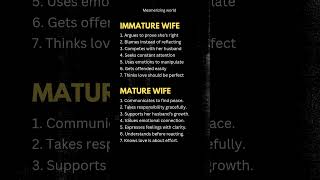 Immature wife vs Mature wife - Marriage explained🧿 #marriage #wife #love #couple #husbandwife #life