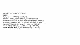 VHDL code of control unit for Single Cycle Data Path MIPS Processor