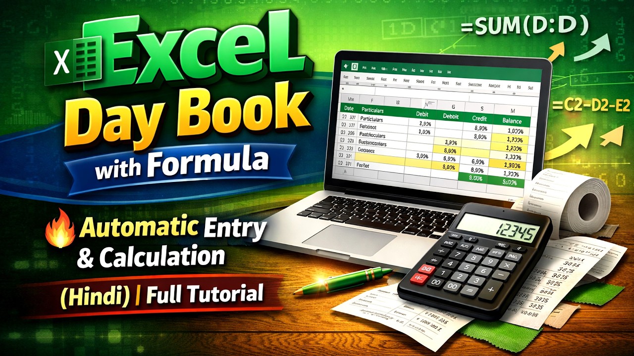 Exercise 99 How To Make Day Book With Formula Calculation In Ms Excel 