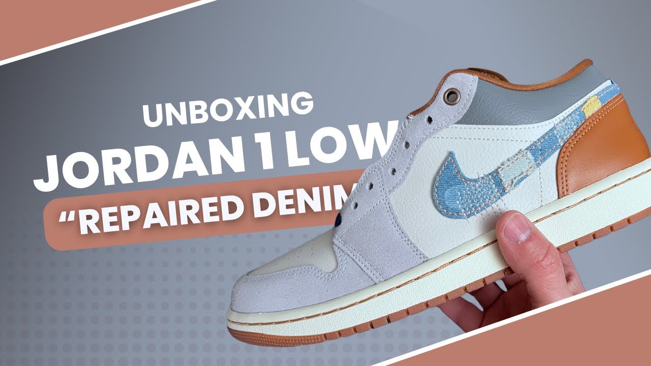 NIKE ☆ Air Jordan 1 Low SE 'Repaired Denim Swoosh' Jordan 1 Low SE Phantom Repaired Denim Swoosh Sneaker