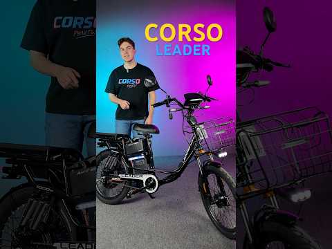 Електричний велосипед 22" дюймів Corso Leader LN-22089 рама сталева, двигун 1000W, акум. 60V26Ah, кошик,  чорний, видео 1