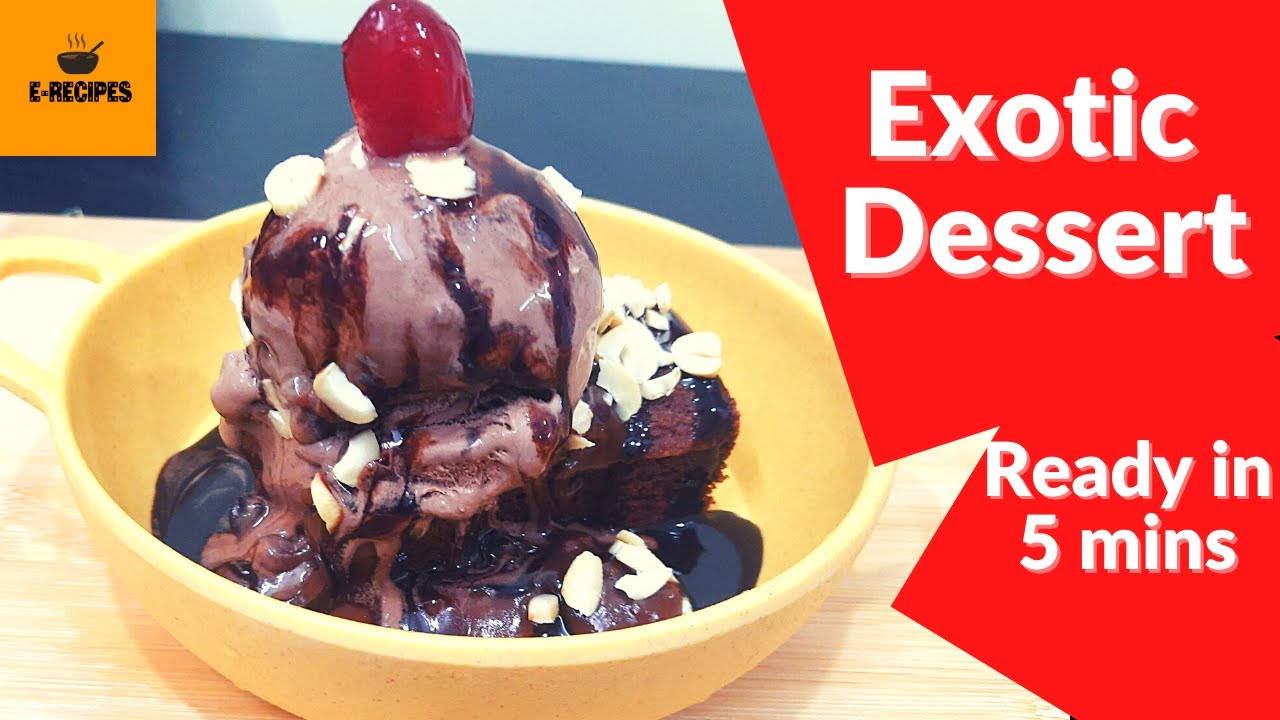 Exotic dessert in 5 mins Brownie with icecream dessert chocolate