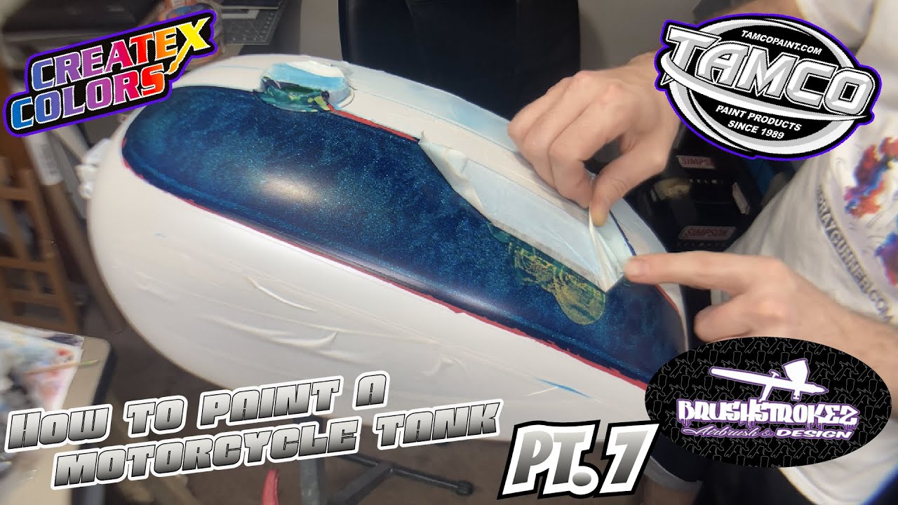 How To Paint a Motorcycle Tank Pt. 7 REVEAL before clear, or so I