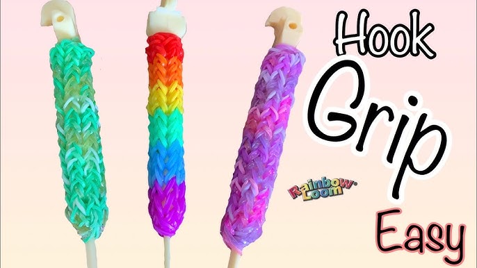 Perfect crochet hook grips with rainbow loom! Followed tutorial for pencil  grips from the parenting chann…