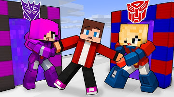 JJ Love with Girls Autobot vs Megatron Girl Portals Transformers World - Maizen Minecraft Animation