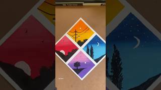 😍🌅 4 super Easy Sunset SceneryDrawing IOilPastel Art For Beginners #art #oilpastel