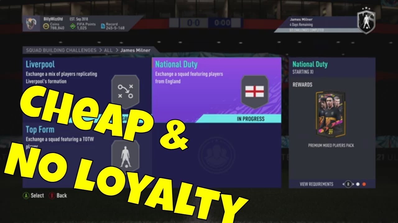 FUT 21 - SBC - National Duty - Showdown James Milner - Cheap & No Loyalty