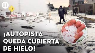 ¡La México-Pachuca bajo hielo! Intensa granizada sorprende a automovilistas en Tecámac