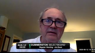 Dummerston Selectboard: Dummerston SB Mtg 8/12/20