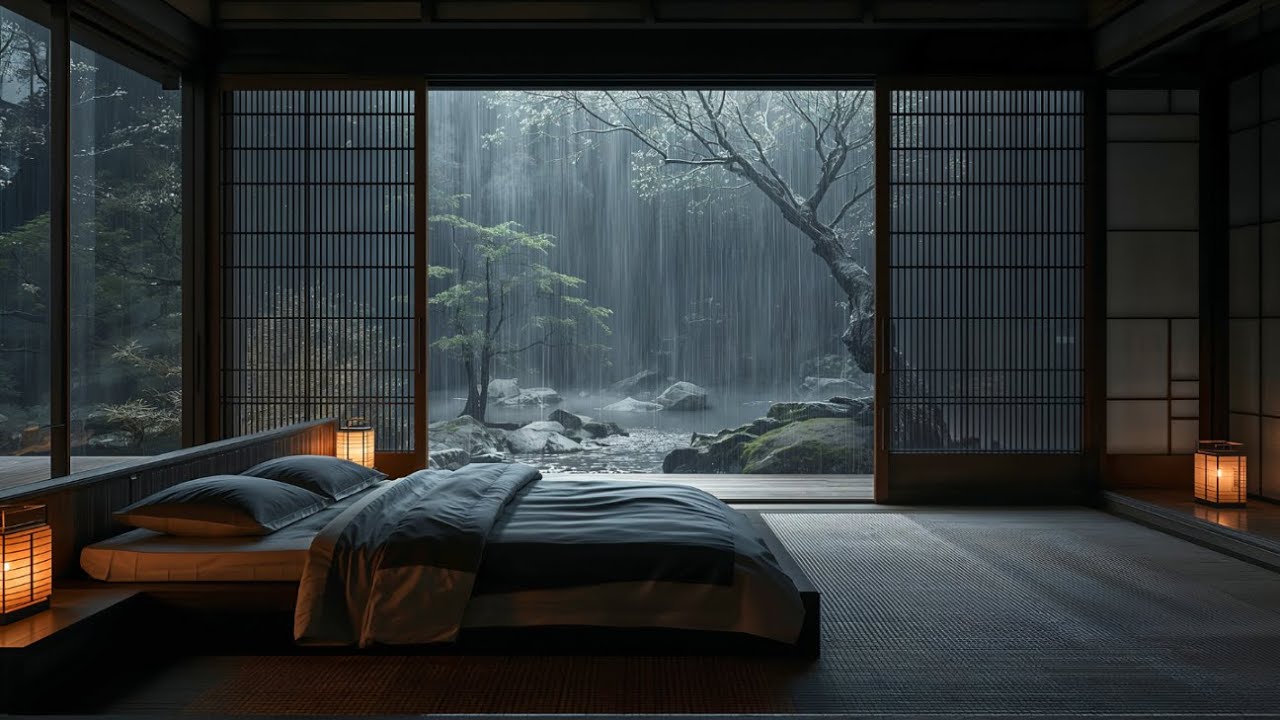 Gentle Rain in a Japanese Garden | 3 Hours of Relaxing Sleep Music