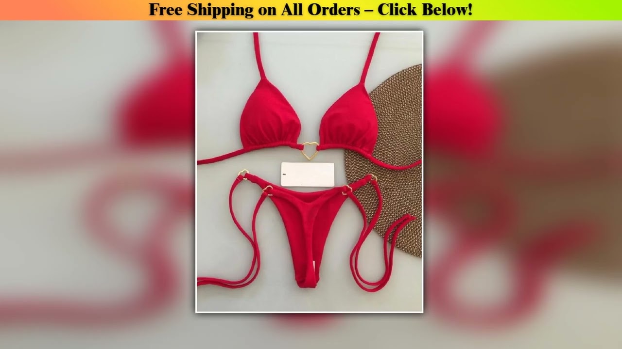 RUOTONSEPT Sexy Halter Solid color Bikini Set Women's Swimsuit Two-piece Triangle Thong Swimwear