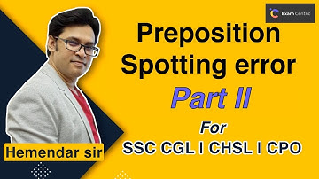 English Grammar | Preposition Spotting Error (Part -2) | For All SSC EXAM | English by Hemendar Sir