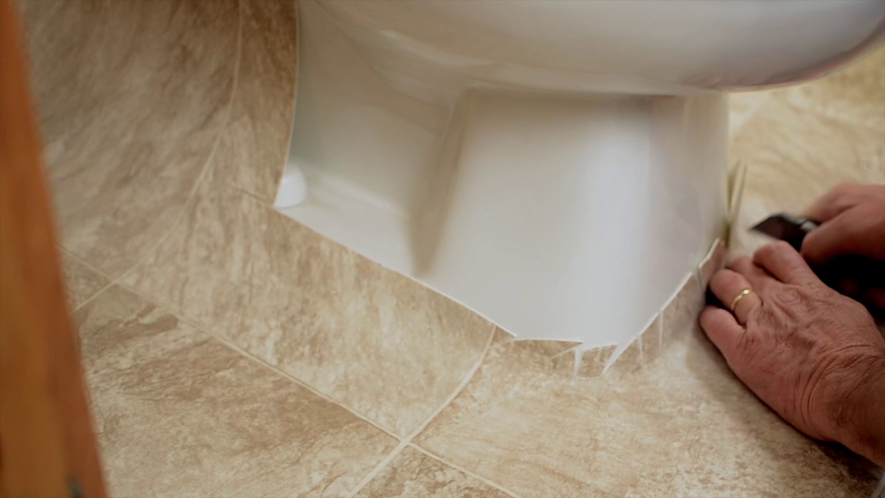 How To Install Sheet Vinyl Around A Toilet Youtube