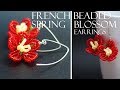 French beaded spring blossom earrings pattern and tutorial