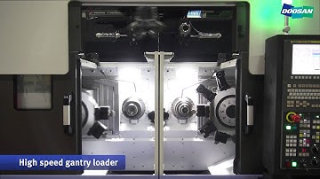 Doosan PUMA TW2600, CNC machine lathe in operation. Mills CNC