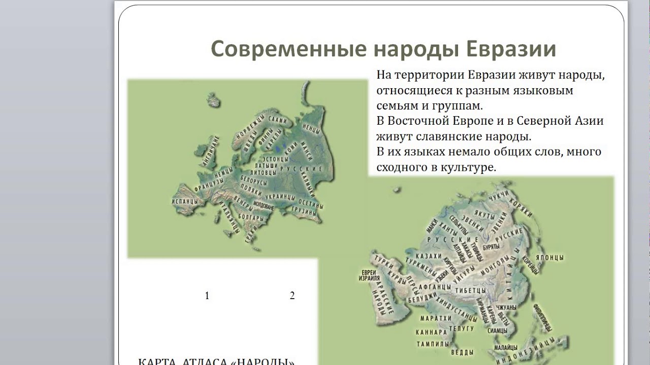 Особенности народов евразии