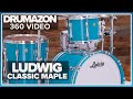 Ludwig classic maple drum kit heritage blue 360 rotation from drumazon