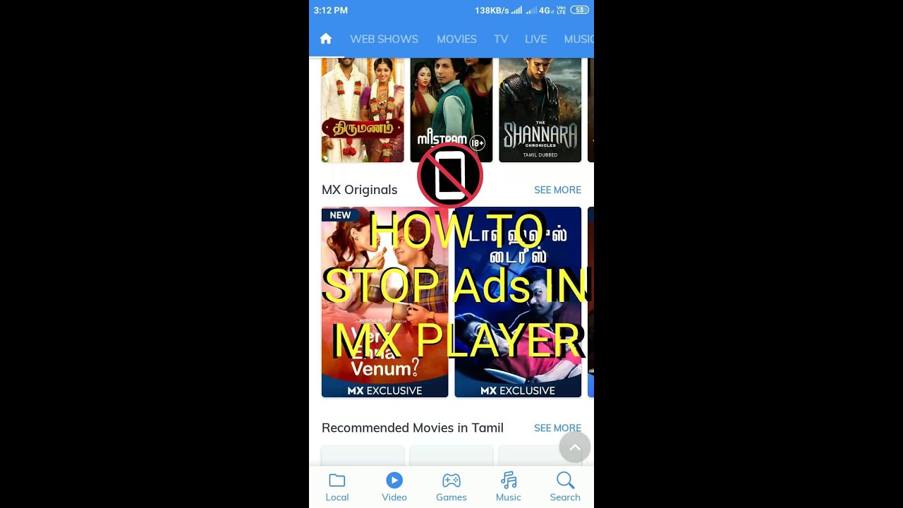 How to stop Ads IN MX Player in TAMIL (DATA