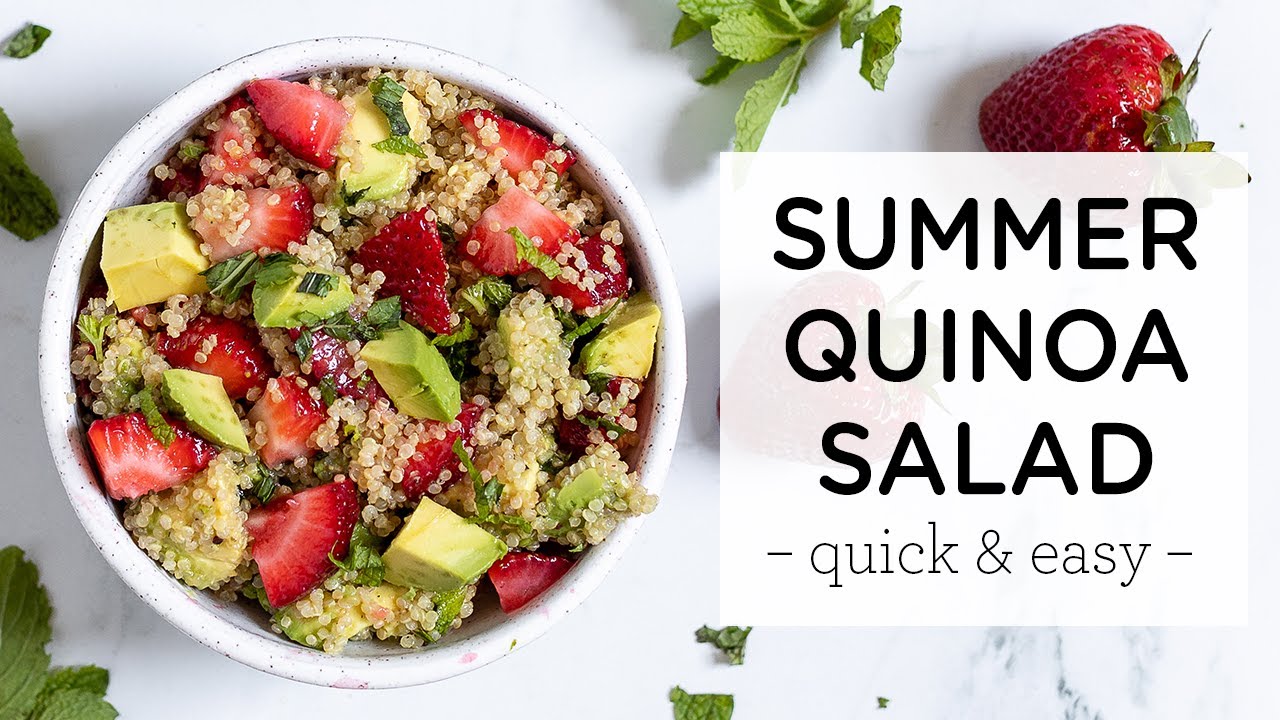 SUMMER QUINOA SALAD ‣‣ with strawberries & avocado - YouTube