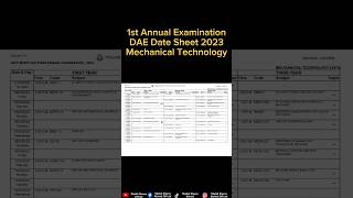 PBTE DAE Date Sheet 2023 1st, 2nd, 3rd Year Online | Mechanical Technology | Sheikh Sheraz Ahmad