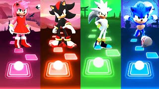 Amy vs Shadow vs Silver Hedgehog vs Sonic Hedgehog | Tiles Hop EDM Rush screenshot 4