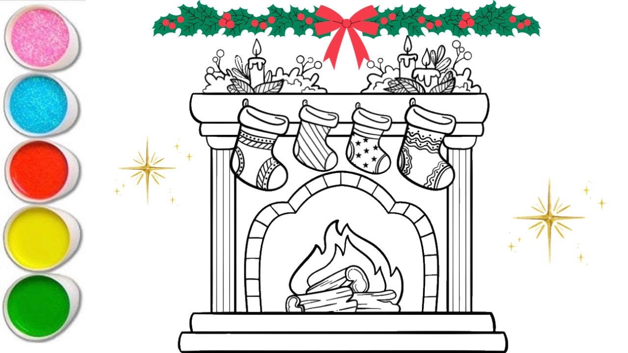 How To Draw Stockings Hung By The Fireplace 