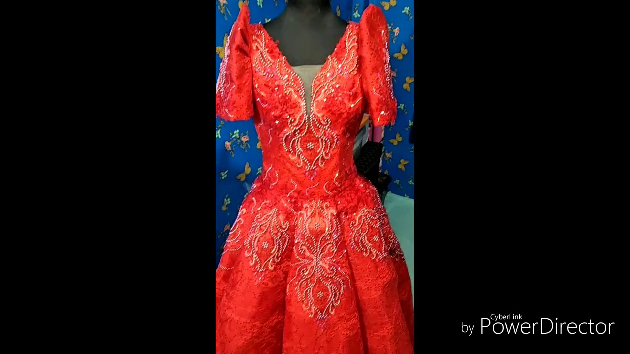 red filipiniana gown