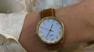 Vidéo: Montre Hermes  "Arceau" Or jaune 18k et Acier . 34mm Quartz.