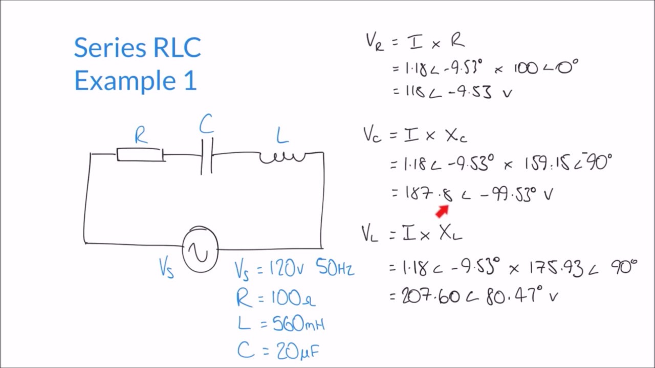 Calculating Impedance Supply Current And Voltages In Series Rlc