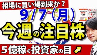 【買い場到来？】9月7日(月)の注目銘柄・注目株や好材料・好決算株の不二電機、ザッパラスなどを解説