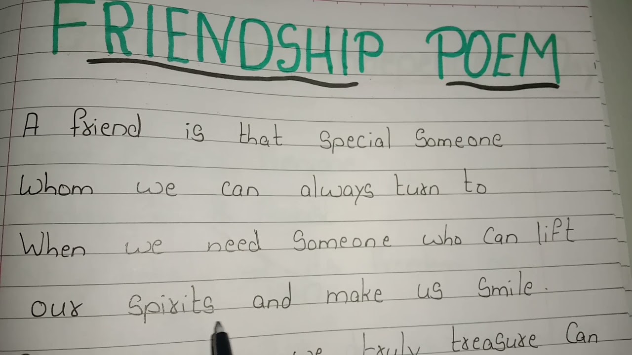Poem on Friendship in english // Friendship poem - YouTube