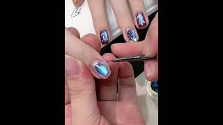 Mesmerizing Ice Blue Cat Eye Nail Tutorial | Easy Magnetic Nail Art