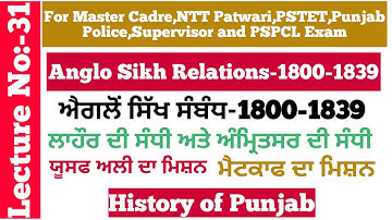 Anglo Sikh Relation- 1800- 1839||ਐਗਲੋ ਸਿੱਖ ਸੰਬੰਧ||History of Punjab||