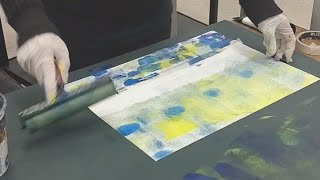 Preparing a Background with a Brayer, for an Impressionist Painting.