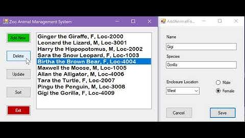 Zoo Management System Application Demonstration