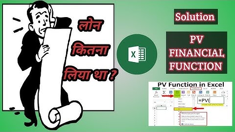 (Part 1) Excel Financial Function PV - (Assignment) Find loan amount
