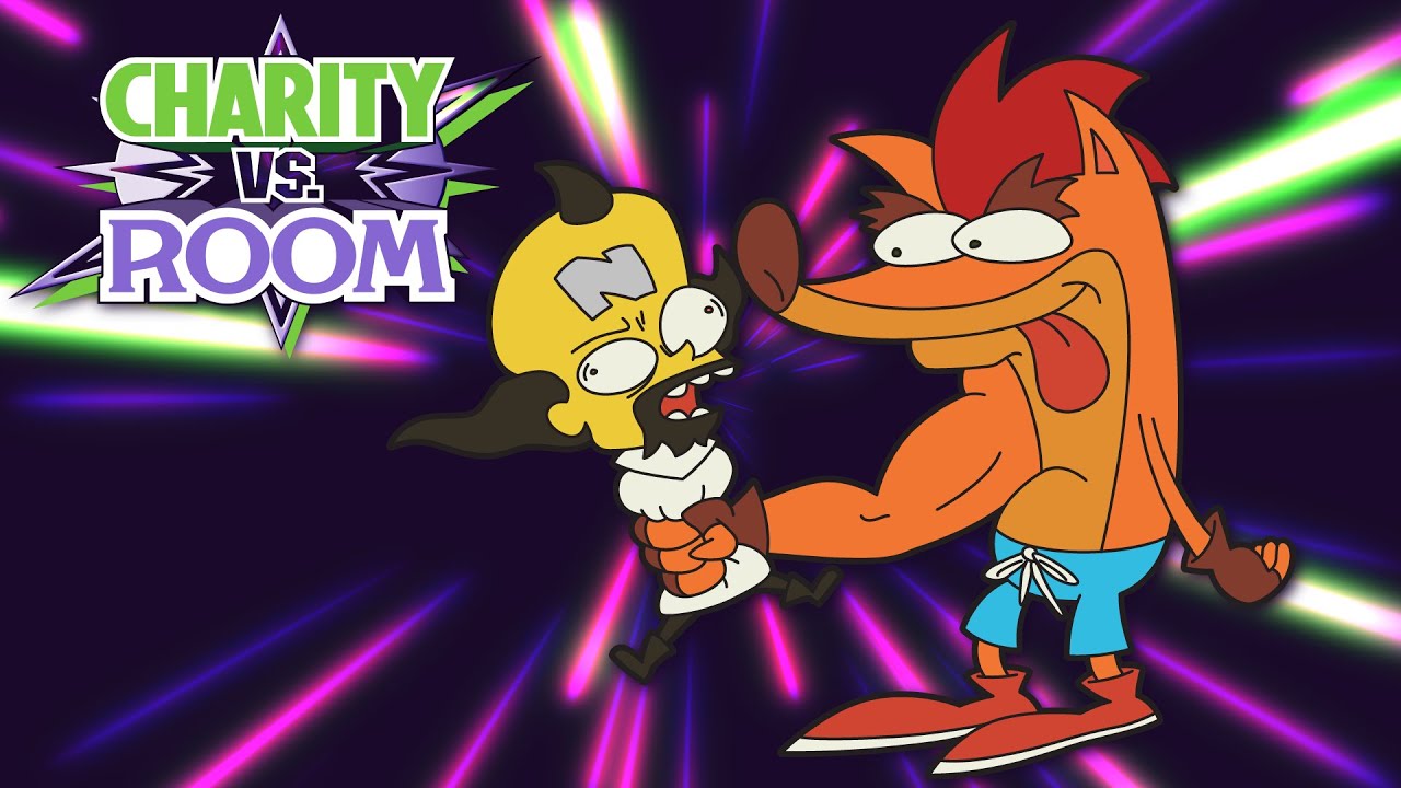 Team Johnny/Experiment vs. Team Ryan/Linky | Crash Bandicoot 2 & 1 Relay Race | Charity vs. Room