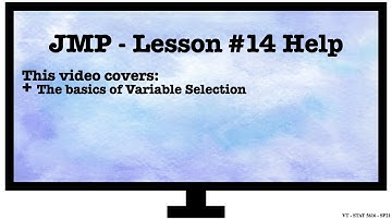 Lesson 14 Variable Selection in JMP Help