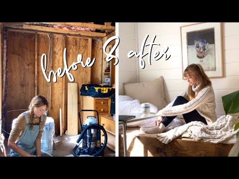 renovating my cabin: putting up walls! (before & after)