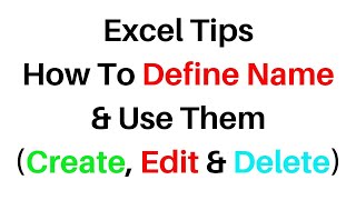 Excel 2016 Define Name And Use Create,Edit,Delete